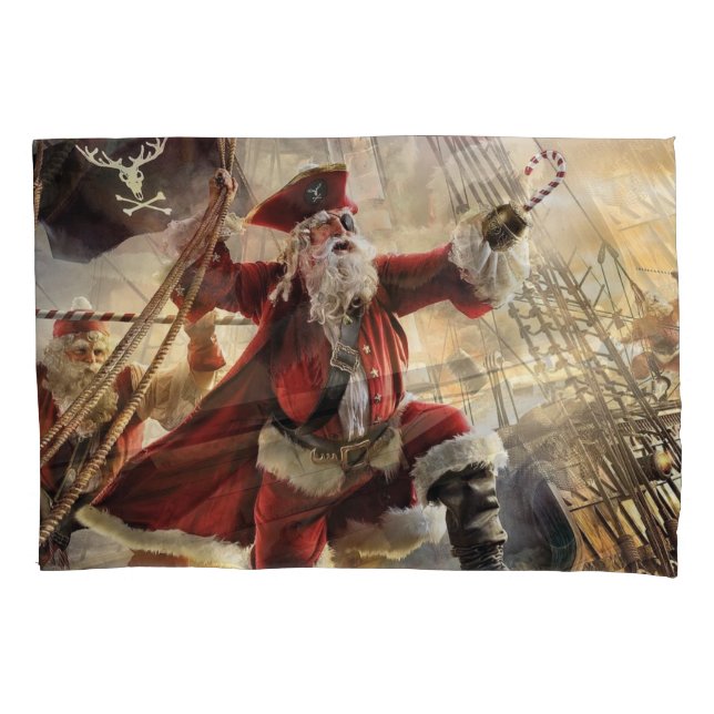 Housse D'oreillers Père Noël Est Un Pirate (devant-gauche)