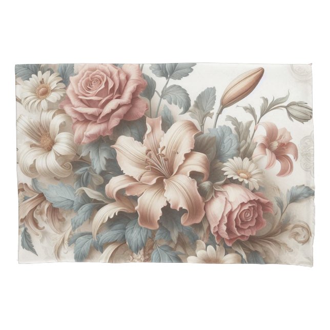 Housse D'oreillers Perfection florale ancienne légère (devant)