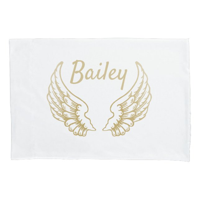 HOUSSE D'OREILLERS PERSONALISED GOLD ANGEL WINGS (devant)