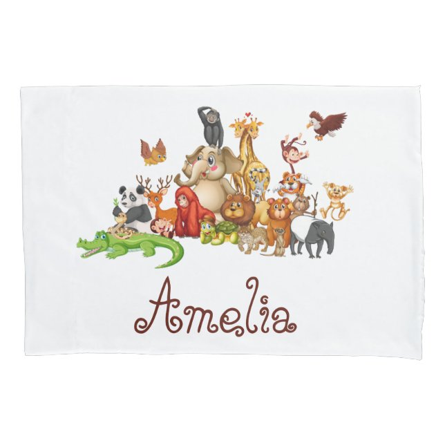 Housse D'oreillers Personalized Kid's animals Square Sticker (devant)