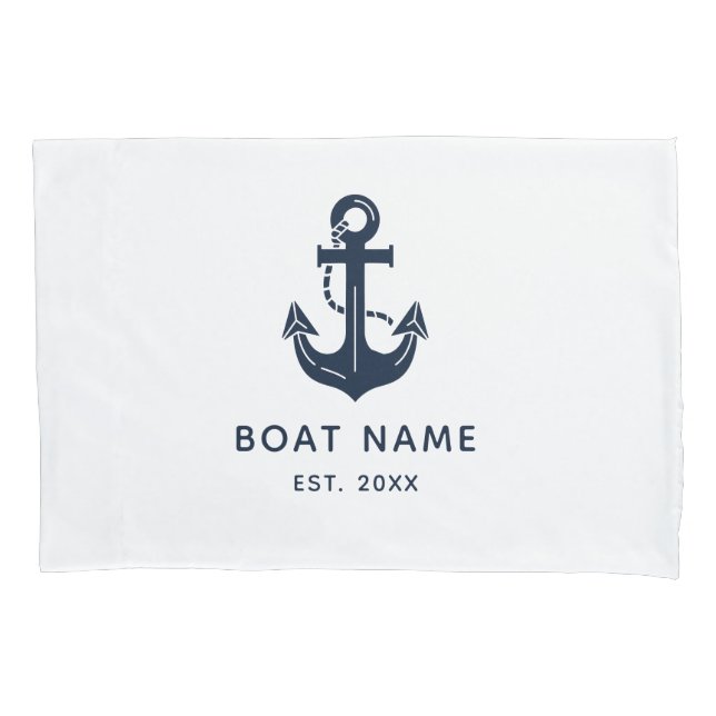Housse D'oreillers Personalized Nautical Anchor Boat Name (devant)