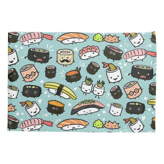 Housse D'oreillers Personnage de Cute Sushi| Kawaii Sushi Motif (Dos)