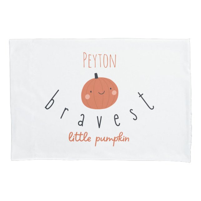Housse D'oreillers petit citrouille courageux Custom Name Pillowcase (devant)