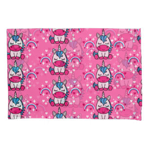Housse D'oreillers Petites Filles Pink Unicorn Pony