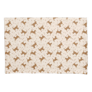 Housse D'oreillers Petits Chevaux Brown - sur rose saumon.