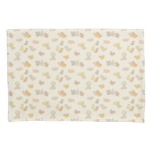 Housse D'oreillers Petits oiseaux et plumes sur beige - motif.