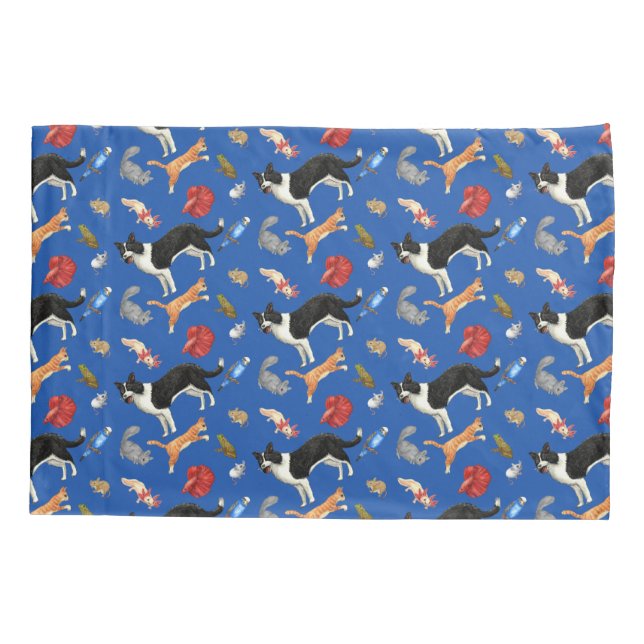 Housse D'oreillers Pets on Parade Pillow Case (on Blue)  (Dos)