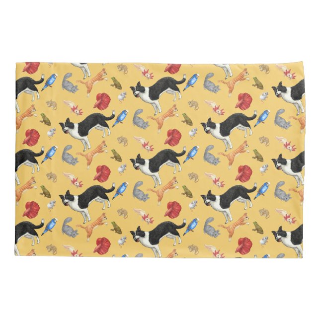 Housse D'oreillers Pets on Parade Pillow Case (on Yellow) (Dos)