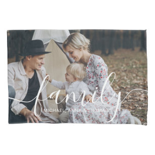 Housse D'oreillers Photo de famille personnalisée avec nom personnali