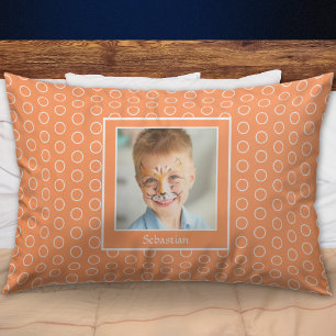 Housse D'oreillers Photo de nom d'enfants Personnalisé Orange