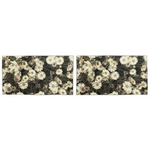 Housse D'oreillers Photo marguerite noir et blanc