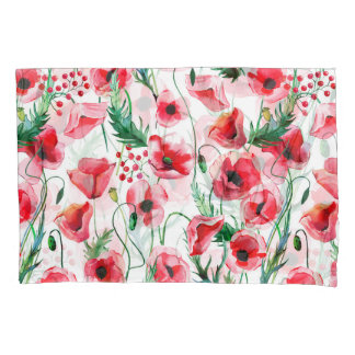 Housse D'oreillers Photos rouges : aquarelle illustration florale