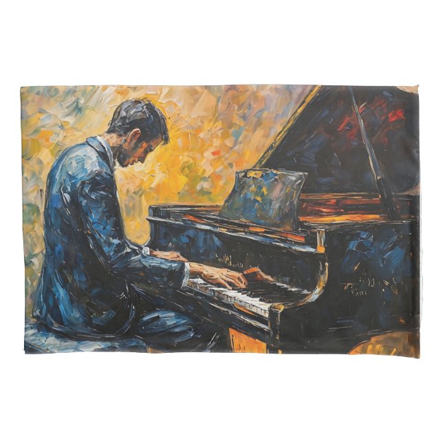 Housse D'oreillers Piano Player - Peinture à l'huile (devant)
