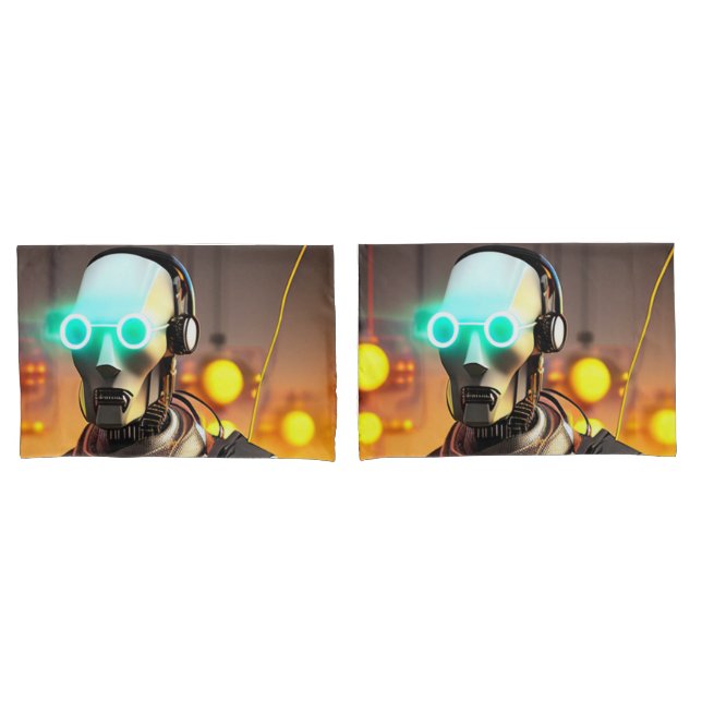 Housse D'oreillers Pièces d'oreillers standard en gris Robot 2 (devant-Set)