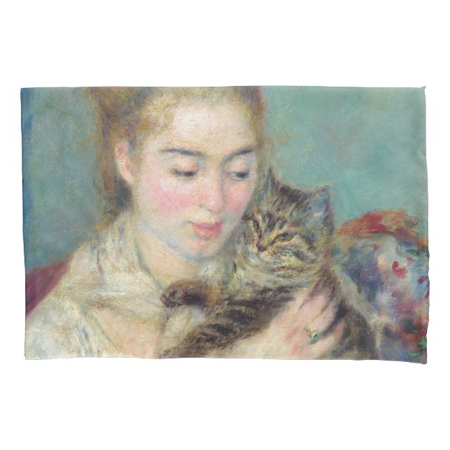 Housse D'oreillers Pierre-Auguste Renoir - Femme avec chat (devant)