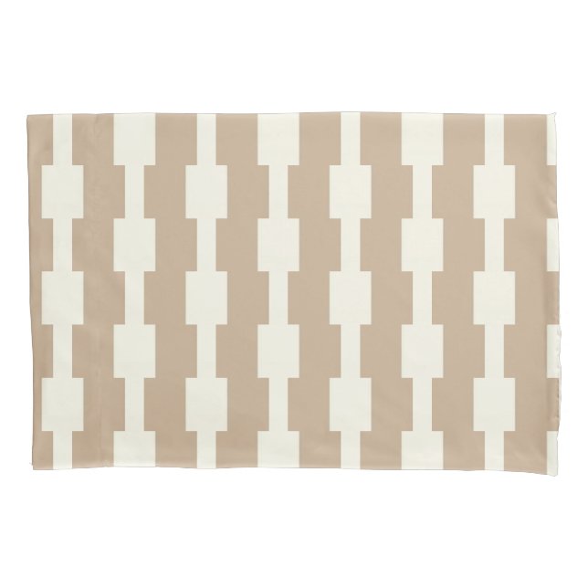 Housse D'oreillers Pillow Case Stripe White and Beige (devant)