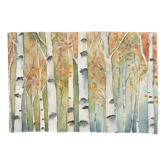 Housse D'oreillers Pillowcase Birch Bois écorce Feuille orange (devant)