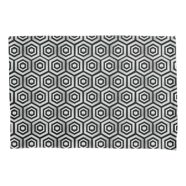 Housse D'oreillers Pillowcase Black White Hexagon Geometric Pattern (devant)