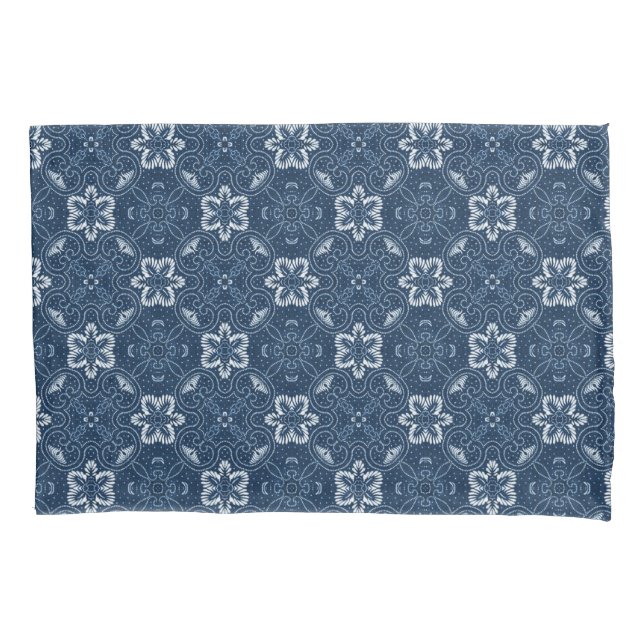 Housse D'oreillers Pillowcase Blue and White Floral Design (devant)