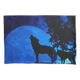 Housse D'oreillers Pillowcase Blue Moon Wolf