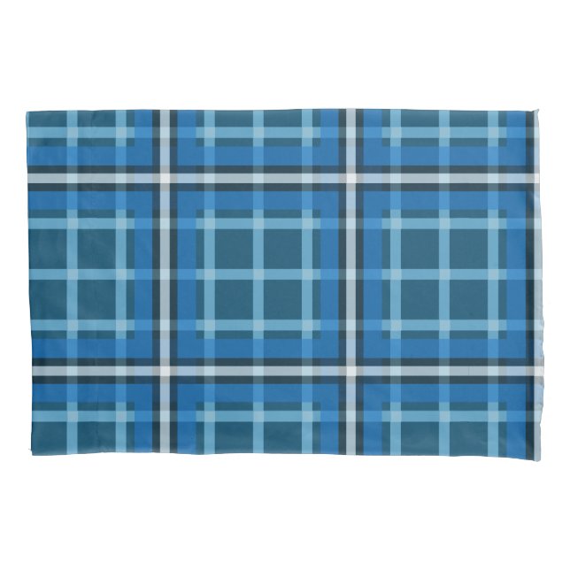 Housse D'oreillers Pillowcase Blue Tartan Plaid Check Pattern (devant)