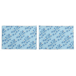 Housse D'oreillers Pillowcase - Bulles bleues et blanches sur bleu