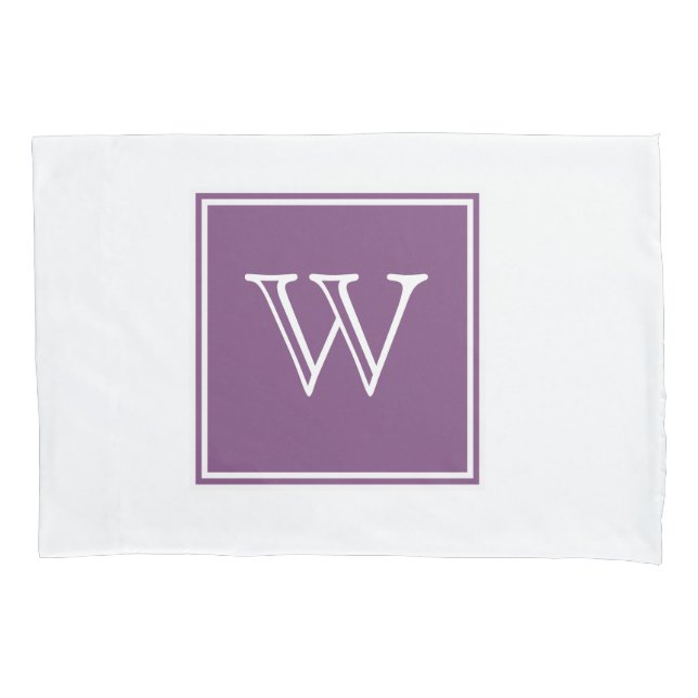 Housse D'oreillers Pillowcase Carré violet Monogramme (devant)