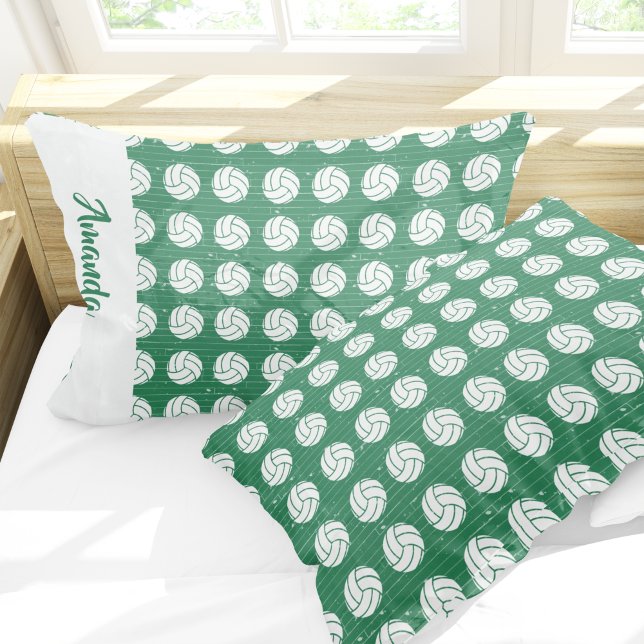 Housse D'oreillers Pillowcase de Motif de volley-ball vert et blanc (Créateur téléchargé)