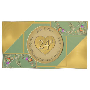 Housse D'oreillers Pillowcase du 24e anniversaire d'Opal