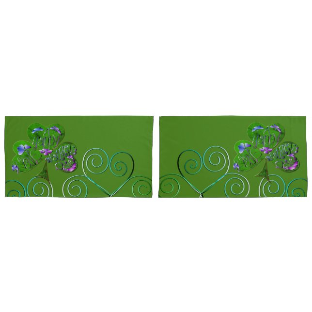 Housse D'oreillers Pillowcase du shamrock St. Patrick (devant-Set)