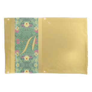 Housse D'oreillers Pillowcase Monogramme en laiton floral