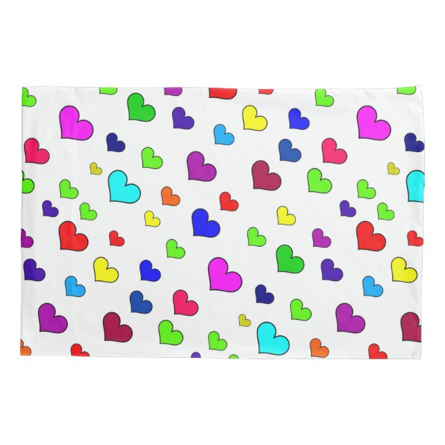 Housse D'oreillers Pillowcase Motif de coeur coloré (Dos)