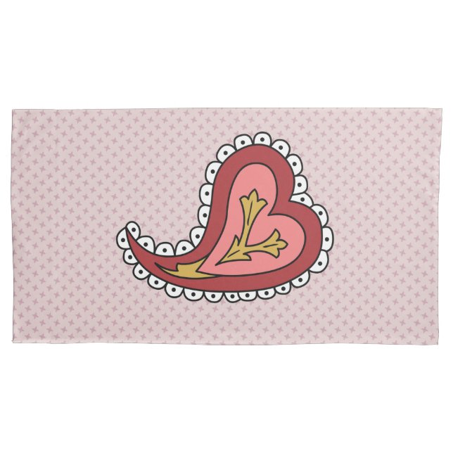 Housse D'oreillers Pillowcase Paisley Heart (devant)