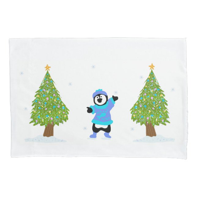 Housse D'oreillers Pillowcase Penguin Christmas Tree (devant)