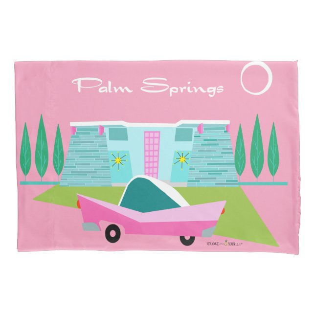 Housse D'oreillers Pillowcase Retro Pink Palm Springs (devant)