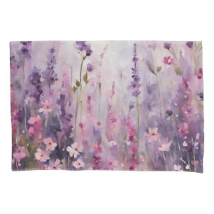 Housse D'oreillers Pillowcase violet rose Fleurs sauvages Floral