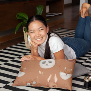 Housse D'oreillers Pillowcase Visages animaux Brown