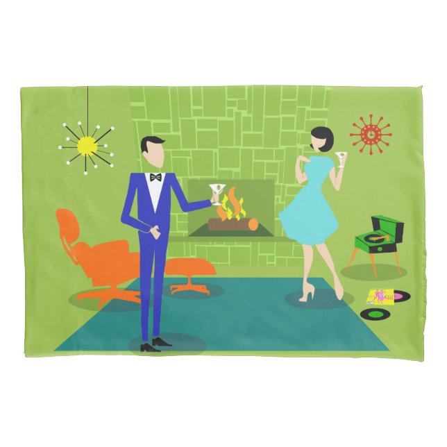 Housse D'oreillers Pilote de couple moderne du milieu du siècle (devant)