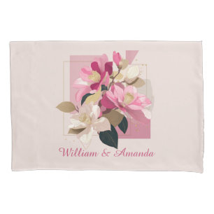 Housse D'oreillers Pilote en fleurs de Camellia rose