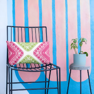 Housse D'oreillers Pilote géométrique rose et vert framboise