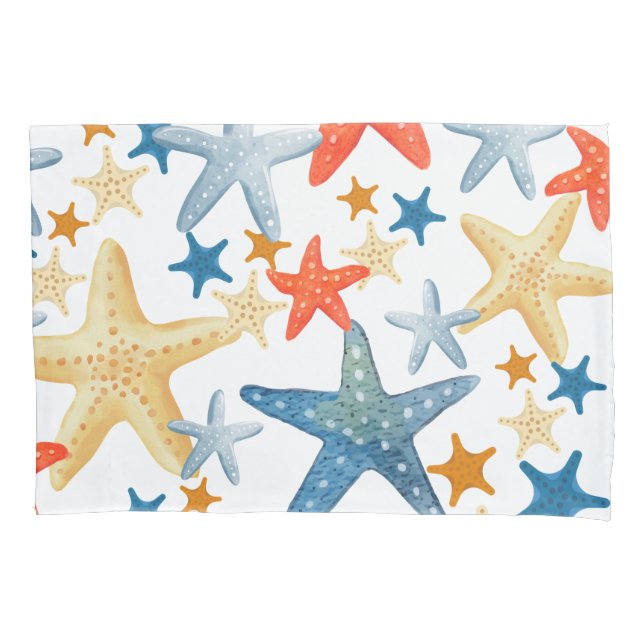 Housse D'oreillers Pilote Starfish Seashell Motif Bleu orange (devant)