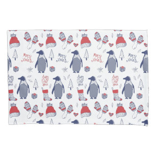 Housse D'oreillers Pingouins de Noël mignons Casquette Gants Motif