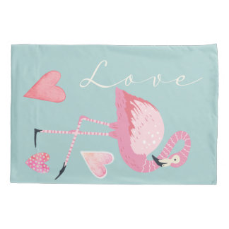 Housse D'oreillers Pink Flamingo Love Pillowcase