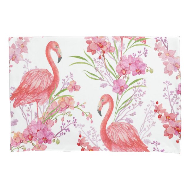 Housse D'oreillers Pink Flamingo motif oreiller blanc (devant)