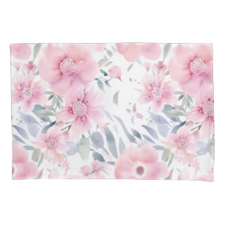 Housse D'oreillers Pink Floral Watercolor