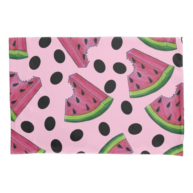 Housse D'oreillers Pink Juicy Watermelon Wedge Graines Fruit (devant)