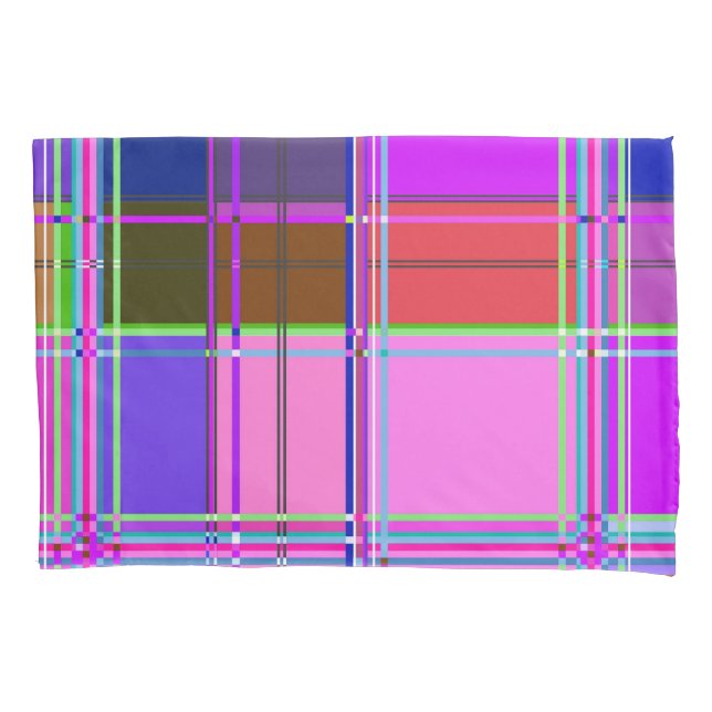 Housse D'oreillers Pink tartan Fabric Pattern Cloth Madras (devant)