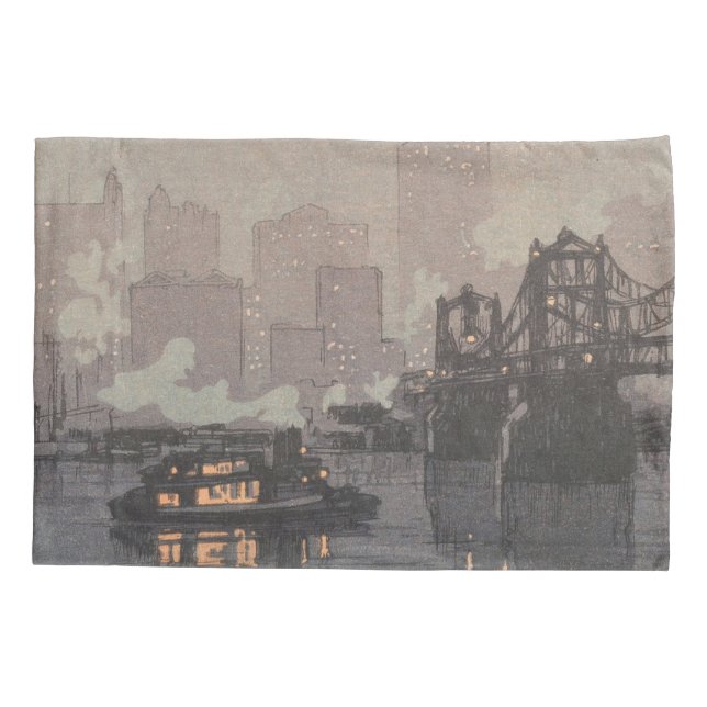 Housse D'oreillers Pittsburgh La Nuit Hiroshi Yoshida (Dos)