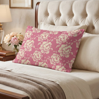 Housse D'oreillers Pivoine Toile Rose et Crème - Décoration de Style