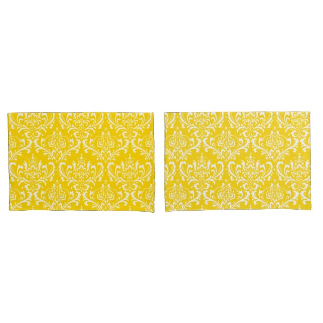 Housse D'oreillers PixDezines do-it-yourself couleur/Rossi Damask/Sun (devant-Set)